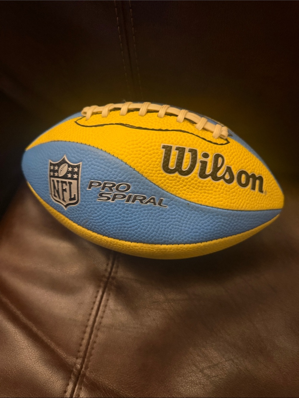 Wilson Blue and Yellow Pro Spiral Football NFL RAMS Offical